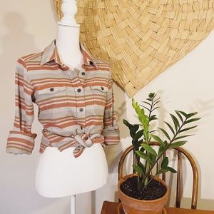 Patagonia Flannel Burnt Orange/Gray Striped